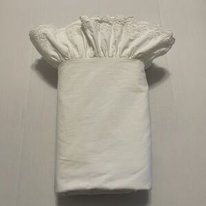 Ralph Lauren Bromley Eyelet Ruffled Full Flat Sheet Cotton 4" Ruffle